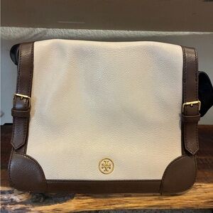 Tory Burch Men's Cream and Brown Messenger Bag